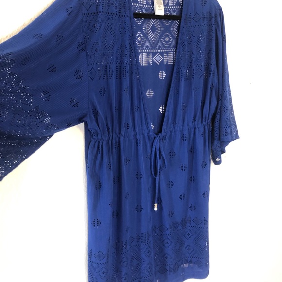 Blue Cutout Swim Cover Up - Picture 3 of 4